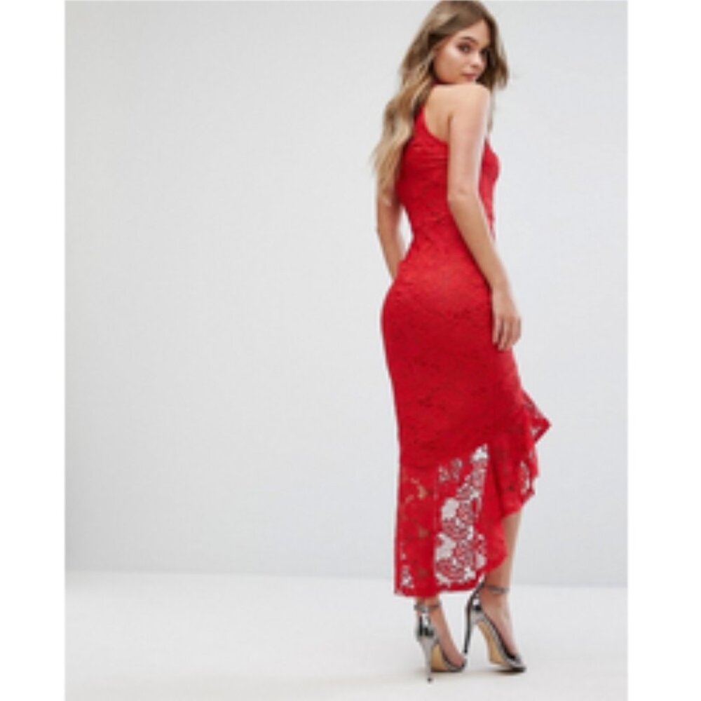 Missguided Lace Halterneck Fishtail Midi Dress, - Picture 3 of 5